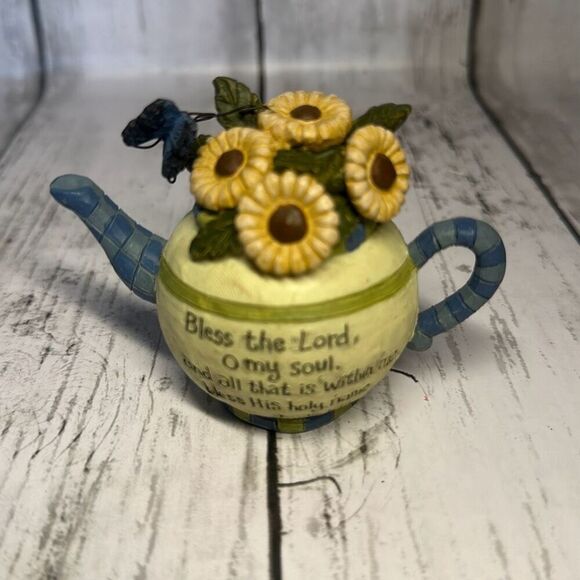 BLOSSOM BUCKET Sunflowers in a  Watering Can BB Suzi  2011 Bible Verse - Picture 1 of 7